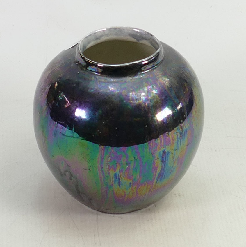 Lise B Moorcroft black lustre ginger jar: Signed LM. In lustre. c1980's. 15cm. - Image 3 of 4