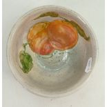 Lise B Moorcroft small thrown bowl: In grey with peach design. 14.5cm 1993.