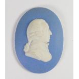 Wedgwood pale blue Jasper portrait medallion of Adam Smith: Scottish political economist, c1890,