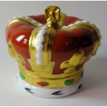 Royal Crown Derby paperweight Golden Jubilee QEII crown for Goviers 713/950: Gold stopper,