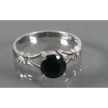 18ct White gold ladies Sapphire & Diamond ring: Size I, 1.8g.