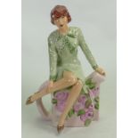 Kevin Francis Peggy Davies figure of a lady seated on teapot: Marked artists original colourway by