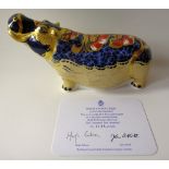 Royal Crown Derby paperweight HIPPOPOTAMUS: Gold stopper, certificate, first quality, original box.