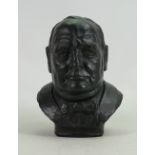 Black Basalt bust of Sir Winston Churchill: By John Bromley, height 22cm.