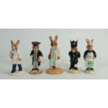 Royal Doulton Bunnykins Figures: Doctor, Teacher, Shopper, Policeman & Nurse(5)