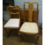 Two upholstered chairs: together with a oak drop leaf table (3)