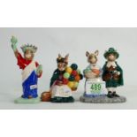 Royal Doulton Bunnykins Limited Edition figures: Statue of Liberty, Pilgrim & Old Balloon seller(3)