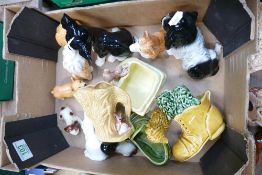 A collection of Sylvac and similar dogs: cats and ornaments
