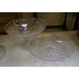 Royal Doulton large crystal tazza: together with a large shallow bowl (2)