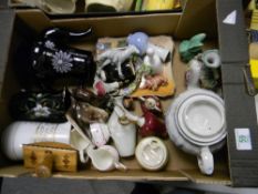 A mixed collection of items to include: damaged Sylvac bunny, hand painted tea ware, Ridgeways tea