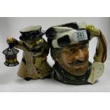 Royal Doulton large character jug The Trapper: D6609 together with a Roy Kirkham toby jug (2)