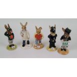 Royal Doulton Boxed Bunnykins figures: School Master, Police Man, Be Prepared, Doctor & Sweetheart(