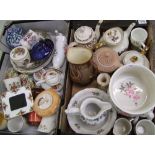A mixed collection of ceramic items: Crown Devon trinket boxes, decorative wall plates Old Country