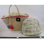 Six straw bags: together with 3 rucksacks