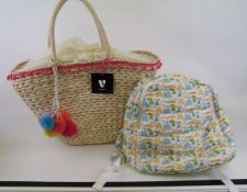 Six straw bags: together with 3 rucksacks