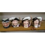 Royal Doulton medium character jugs: Aramis D6454, Porthos D6453, Arthos D6452 and Granny D6384 (4)
