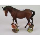 Beswick Mare facing left 976: together with a Beswick chaffinch and a robin (3).