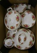 Royal Albert Old Country roses dinner ware: to include lidded tureen, dinner plates, side plate, pin
