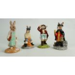 Royal Doulton Bunnykins figures: Shopper , Fisherman & limited Edition figures Town Crier & Airman(