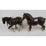 Beswick Shire in working harness: together with Burnham Beauty (2).