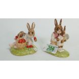 Royal Doulton Bunnykins figures Tennis: DB278 and strawberry's DB277, both limited edition and boxed