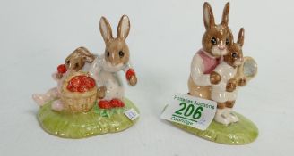 Royal Doulton Bunnykins figures Tennis: DB278 and strawberry's DB277, both limited edition and boxed