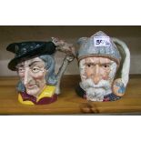 Royal Doulton Large character jugs: Pied Piper D6403 and Don Quixote D6406 (2)