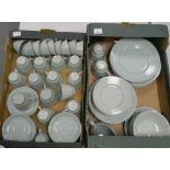 A large collection of Woods Green colored ironstone tea & dinner ware:2 trays