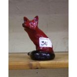 Royal Doulton flambe model of a seated fox: