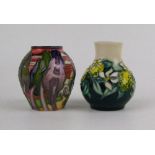 Moorcroft miniature vases: Lodge Hill and Lemon Tree, both boxed, both 6cm in height (2).