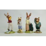 Royal Doulton Bunnykins figures: Golfer, Home Run, Caddie & Bogey(4)