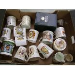 A mixed collection of Royal Commemorative mugs: (1 tray).