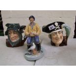 Royal Doulton large character jugs: Long John Silver and Rip Van Winkle together with matt seconds