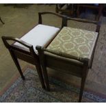 Two upholstered piano stools: (2)