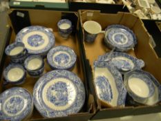 A large collection of Ridgeways blue & white Venice patterned tea and dinner ware: to include dinner
