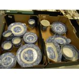 A large collection of Ridgeways blue & white Venice patterned tea and dinner ware: to include dinner