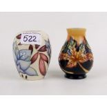 A Moorcroft Maple pattern vase: together with a Jacobs Ladder pattern vase, both boxed, tallest 10cm