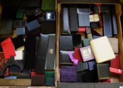 A quantity of jewellery boxes: for watches, bracelets, rings etc