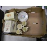 A mixed collection of items to include: Bunnykins baby sets, Wedgwood Peter rabbit plates