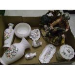 Aynsley Prembroke vase: lidded pot, Cottage Garden vase, Wedgwood Avebury bowl, Capodimonte figure
