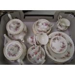 Royal Albert Lavender Tea set: 2 large teapots, 6 trio's, milk, sugar, etc (seconds).
