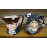 Royal Doulton Large character jugs: old Charlie D5420 and Rip Van Winkle D6438 (2)