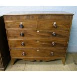Victorian Mahogany chest of drawers: two over three drawers. Height 105cm x 114cm wide x 99.5cm