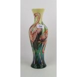 A Moorcroft Everglade Flamingo pattern vase: boxed, 31cm in height.