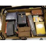 A mixed collection of items to include: Early game sets, domino set, Kodak sterling boxed camera,