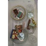 A mixed collection of items to include: cut glass bowls, pen nibs, thimbles etc