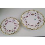 Royal Crown Derby Ruffled Edged Plates: diameter of largest 25cm(2)