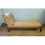 Victorian Chaise Lounge on brass castors: needs up holstering