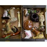 A mixed collection items to include: ceramic and resin animal figures, money boxes etc (2 trays).