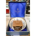 Royal Worcester Boxed Royal Silver Wedding Bowl: with matching stand